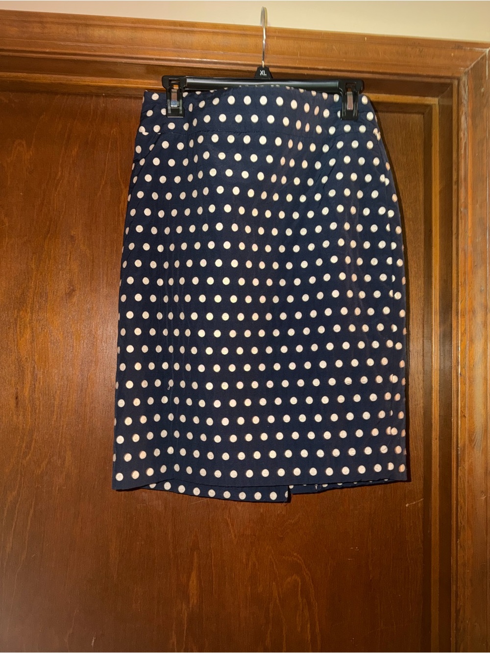 Charter Club Navy and Cream Polka Dot Pencil Skirt